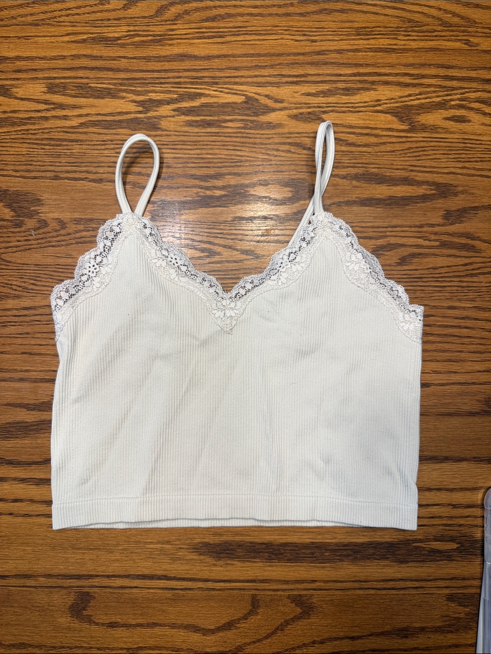 wild fable Off White Lace-Trim Ribbed Camisole